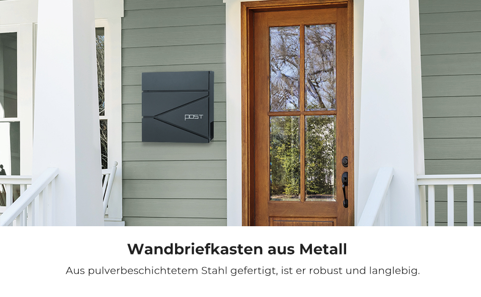 Поштовий ящик настінний SONGMICS XXL, з замком та відділенням для преси, антрацит GMB051G02