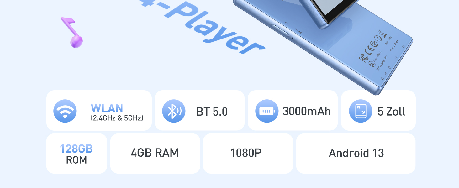 MP3 плеєр AGPTEK з Bluetooth та Wi-Fi, 5