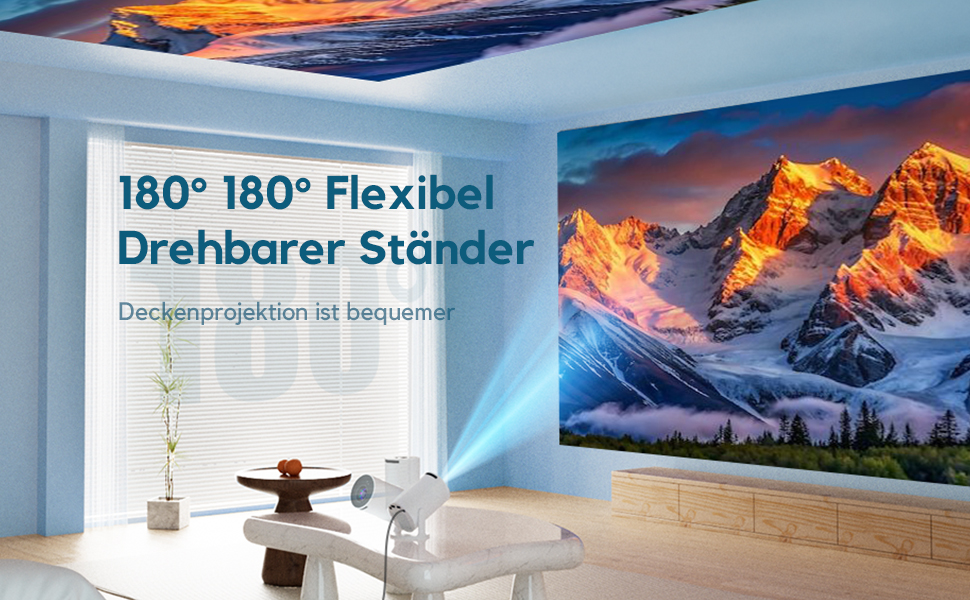 Розумний проєктор AKIYO O2: 1080P, Android 11, WiFi 6, Bluetooth 5.4, HDMI, USB, підтримка PS5, автоматична корекція трапеції, обертання 180°