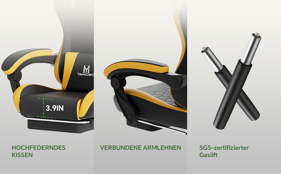 Ігрове крісло Racing Ergonomic з підставкою для ніг та масажним подушкою під поперек, навантаження до 150 кг, екошкіра, офісне крісло (Чорно-жовте)