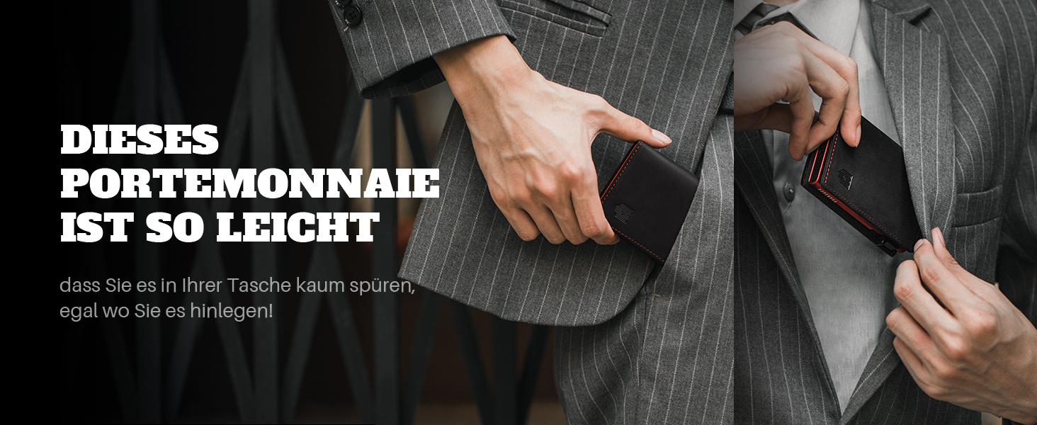 Портмоне чоловіче DODENSHA MagSnap Slim з відділенням для монет, RFID захистом, на 10+ карт, чорно-червоне