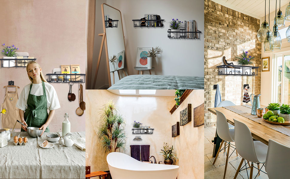 Набір з 6 полиць для душу без свердління, чорний колір, полиця для ванної кімнати з мильничкою, гачки з нержавіючої сталі SUS304, тримач для шампуню, органайзер для кухні/ванної кімнати/автобуса