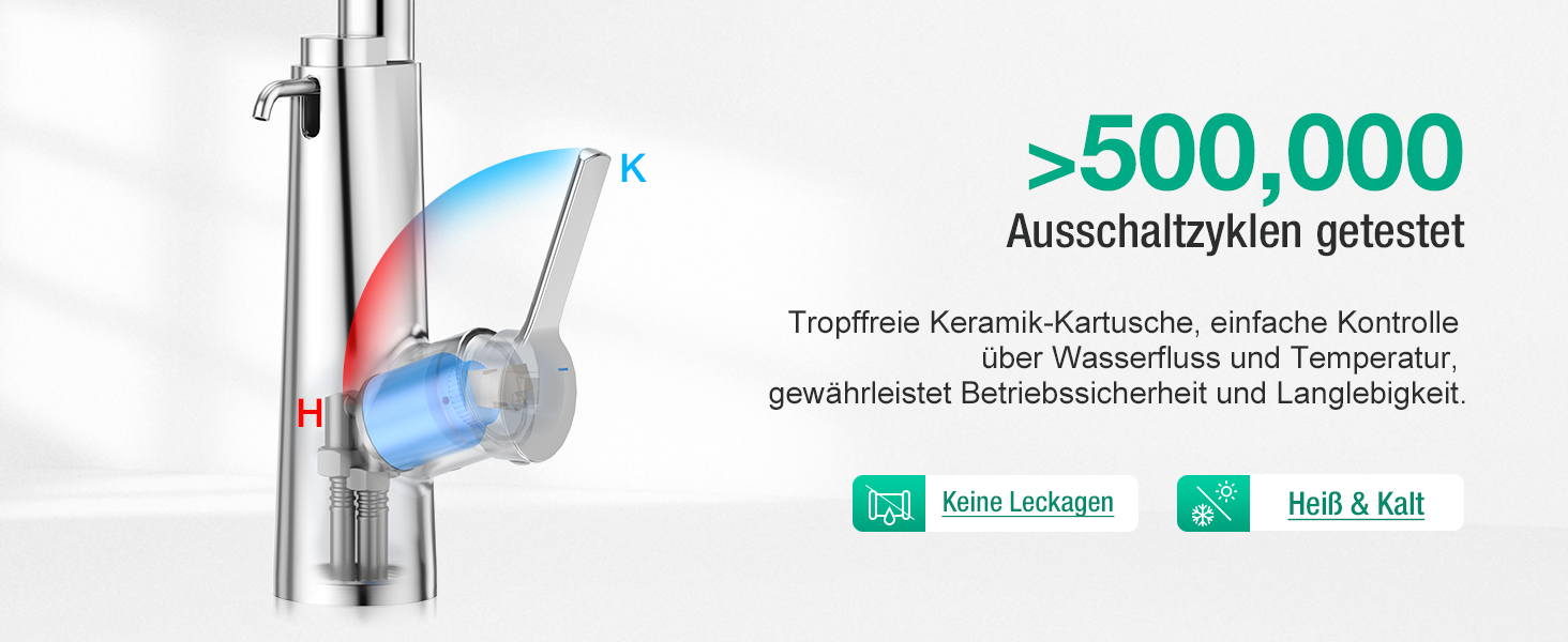 Кран кухонний CREA Wasserfall висувний з дозатором мила, нержавіюча сталь, 360° оберт, 4 режими, хром