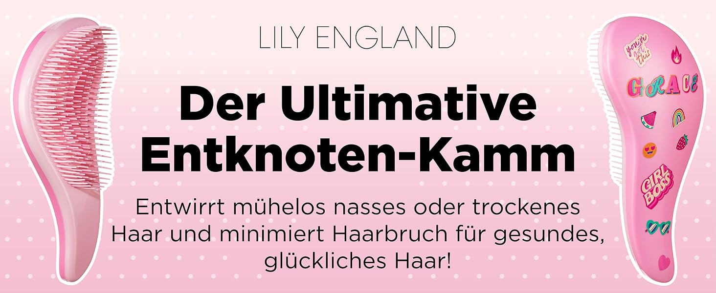 Щітка для волосся Lily England (Peachy Pink) для розчісування та створення салонних зачісок. Підходить для тонкого, густого, кучерявого, сухого та мокрого волосся, а також для дітей.