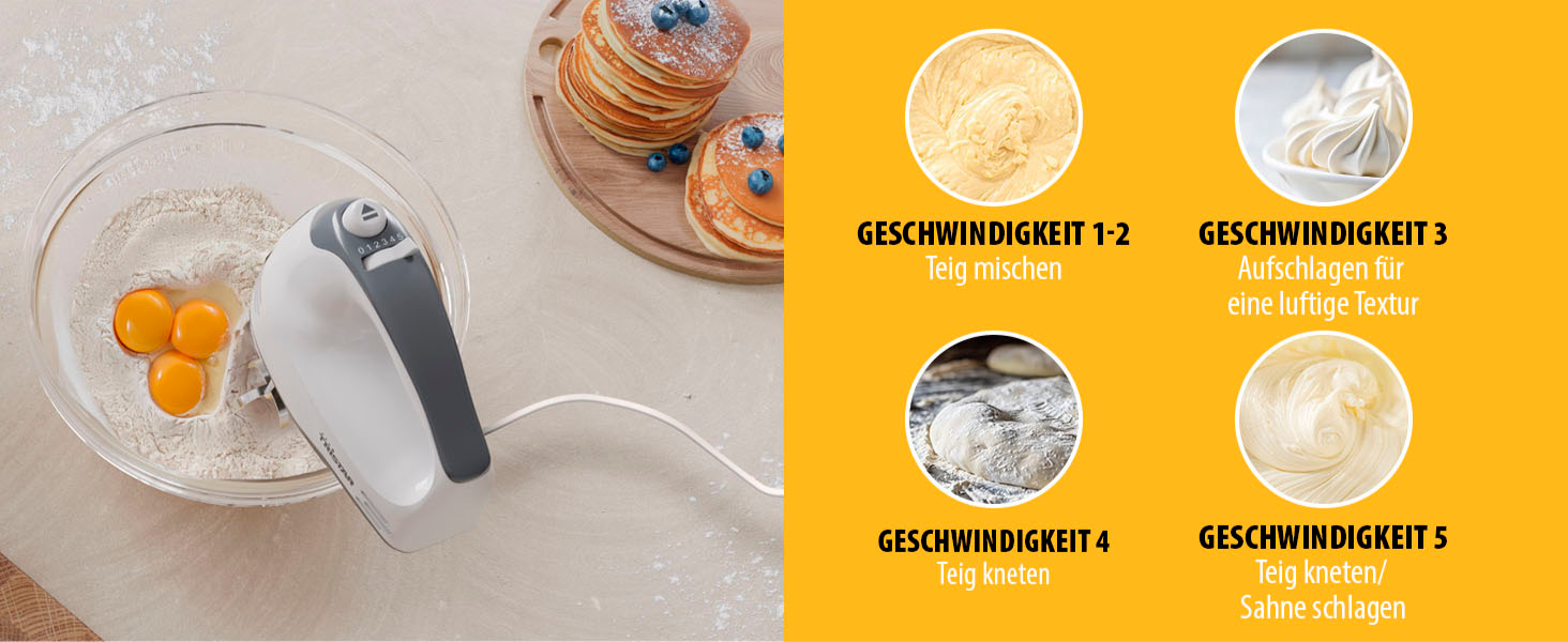 Міксер ручний Tristar MX-4203: 5 швидкостей, 200W, нержавіюча сталь, ергономічний дизайн