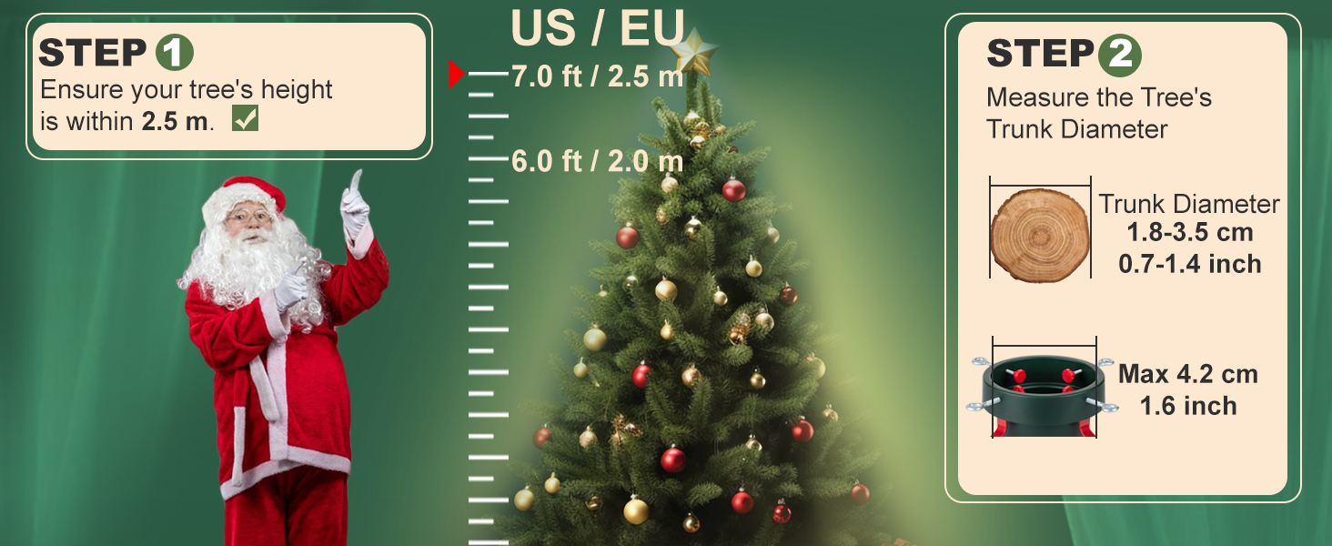 Підставка для ялинки з водою PUDO: міцна, для ялинок до 2,5м, зелений колір