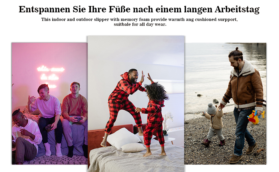 Чоловічі халапи NewDenBer з меморі-піною, теплі, зручні, зимові, з антиковзкою підошвою, чорні, 45/46 EU