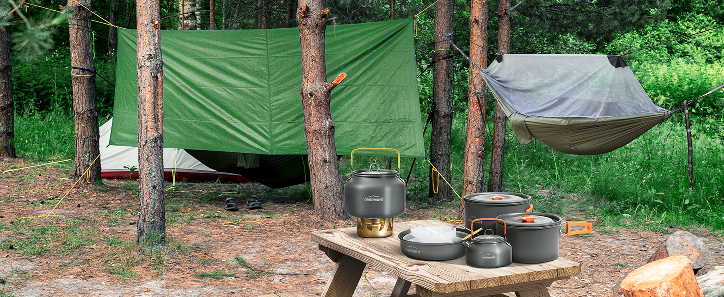 Намет Overmont 3x3 м, Тент, Сонячний Павільйон, Багатофункціональний, для відпочинку на природі, 6 кілочків та 6 мотузок