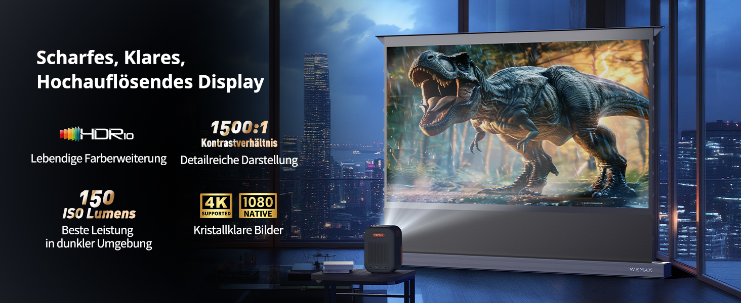 WEMAX Mini проєктор 4K з Netflix та Google TV, портативний, Dolby Audio, WiFi, Bluetooth для домашнього кіно та відпочинку на природі