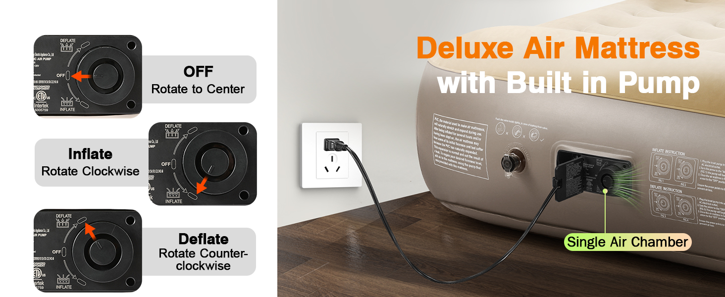 Надувне ліжко Lewondr на 2 особи з вбудованим насосом, комфортна повітряна матрац, самонадувна ліжко для кемпінгу, дому, гостей, подорожей (300 кг MAX), (203x152x33 см, Хакі)