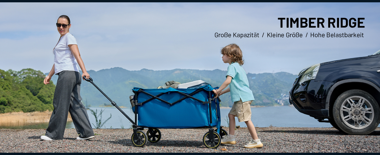 Універсальний складаний візок-тележка Timber Ridge 200л для кемпінгу, пляжу, саду (синій) - до 150 кг