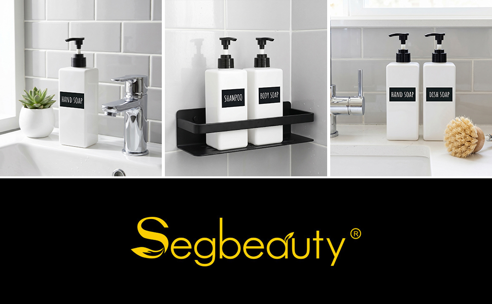Диспенсер для шампуню Segbeauty, 4 шт по 500 мл, білий пластиковий дозатор для мила, гелю для душу, помповий флакон з водонепроникними етикетками