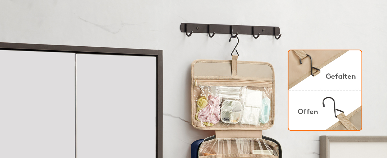 Сумка для косметики та туалетних аксесуарів Lifewit для подорожей, велика органайзер з гачком, прозора кишеня для гігієнічних засобів, темно-синій, L