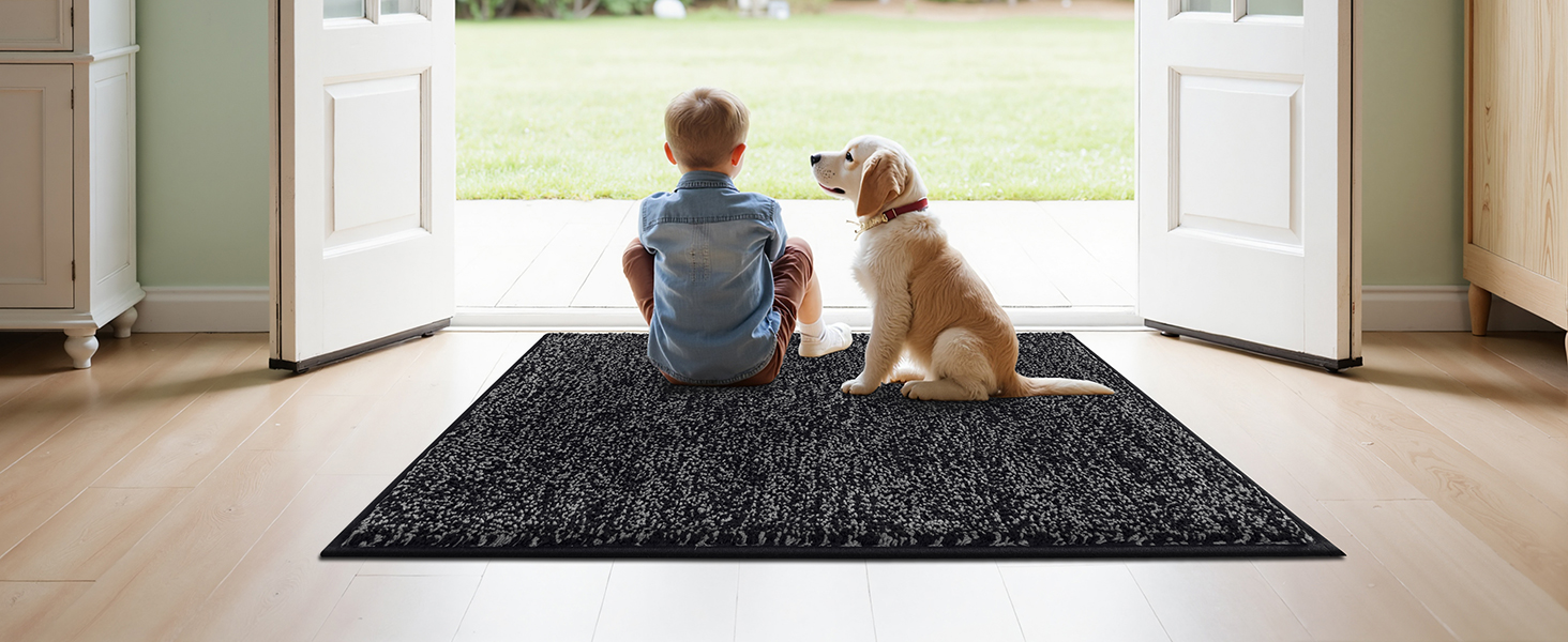 Килимок для дому та ванної кімнати SHACOS, 80 x 120 см, чорно-сірий, з антиковзаючою поверхнею