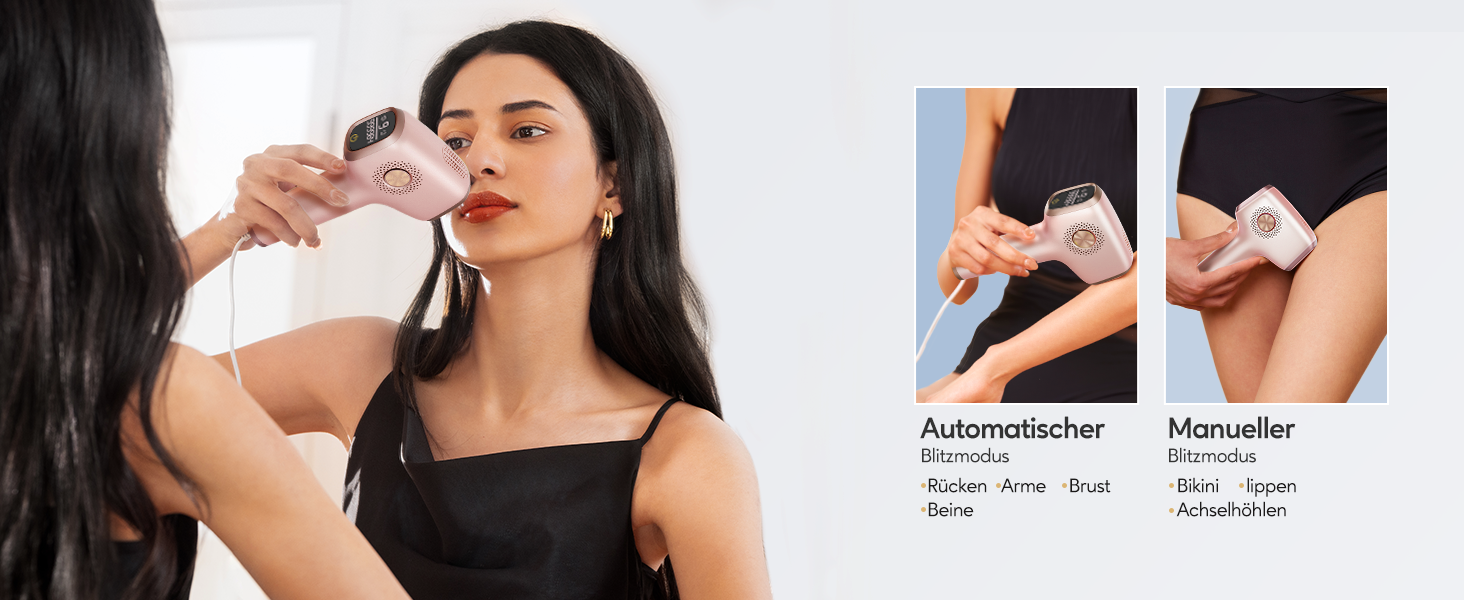 IPL пристрій для епіляції Innza з охолодженням, 999 999 імпульсів, 9 рівнів потужності, для обличчя, зони бікіні, тіла, рожеве золото