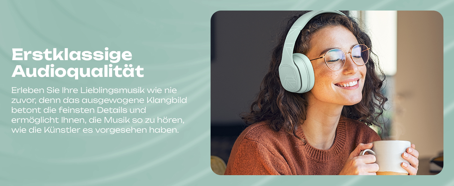 PowerLocus P7 Bluetooth навушники Over-Ear, складані, бездротові з басами, Hi-Fi стерео, з функцією гучного зв'язку, USB-C зарядка та тривалий час роботи для iPhone/PC/TV (М'ятний колір)