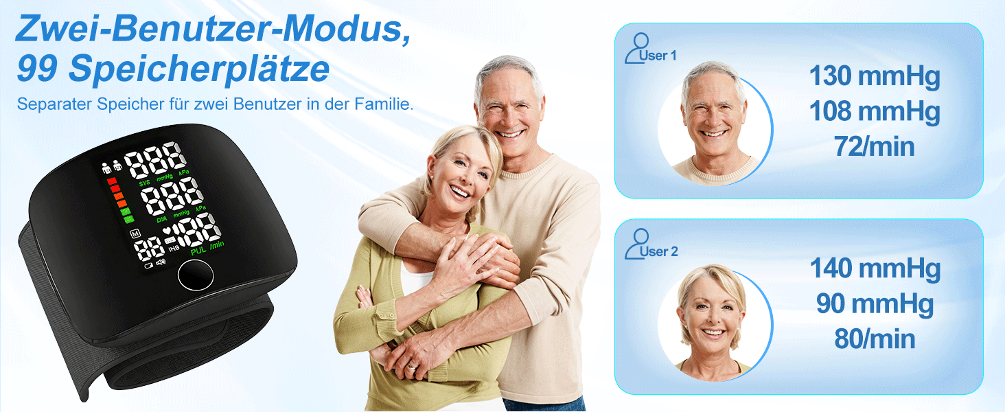 Тонометр на зап'ясті ADDLIVE Digital - точний вимір артеріального тиску з LCD-дисплеєм та пам'яттю на 99 показників, автоматичне озвучування (німецька мова)