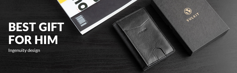 Чоловічий шкіряний картхолдер VULKIT з RFID/NFC захистом, тонкий гаманець для карток на 10 відділень, коричневий