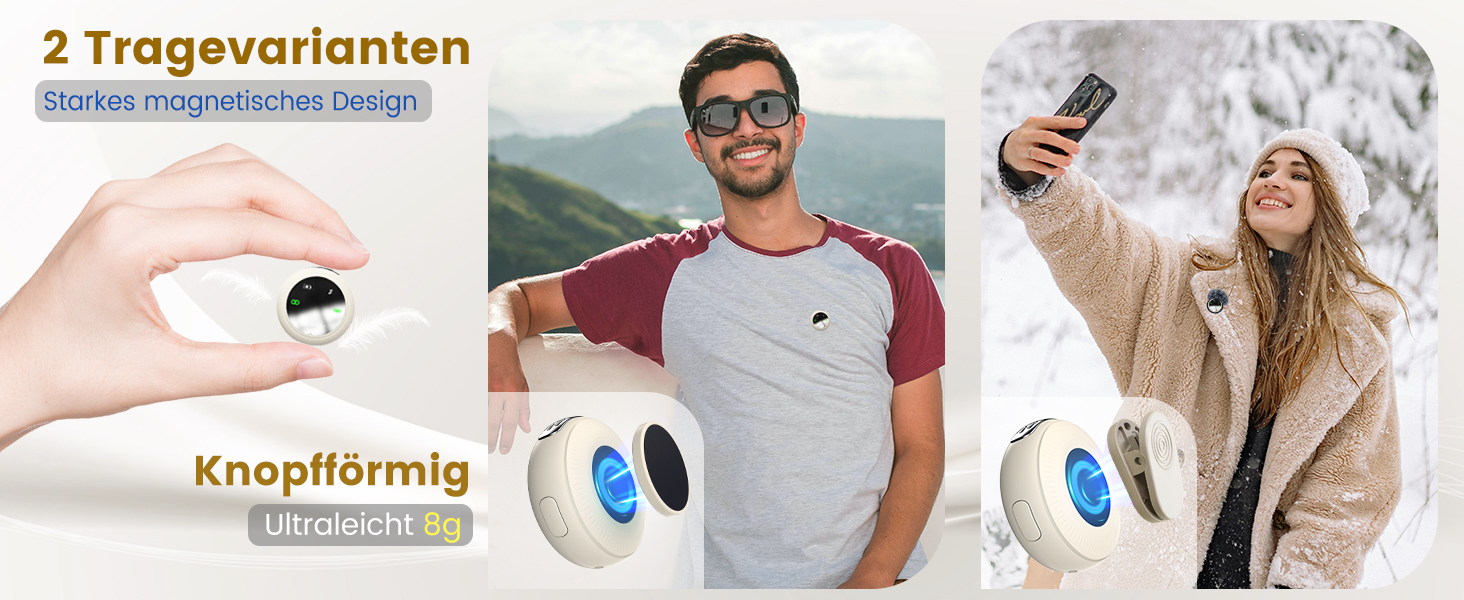 Мікрофон 2-в-1 для iPhone та Android з шумозаглушенням, кейс на 40 годин, магнітна застібка та кріплення для інтерв'ю, 25 метрів (Бежевий)