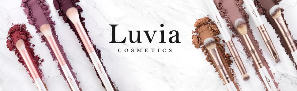 Luvia Prime Vegan Pro Makeup Brush Set - 12 Brushes, Blender Sponge, Cleaning Mat - Pearl & Coffee