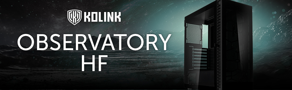 Корпус ПК Kolink Observatory HF Glass Core – Чорний, ATX Midi-Tower з скляною передньою панеллю та бічною панеллю, покращений повітряний потік, підтримка радіатора 420 мм, зручна кабель-менеджмент