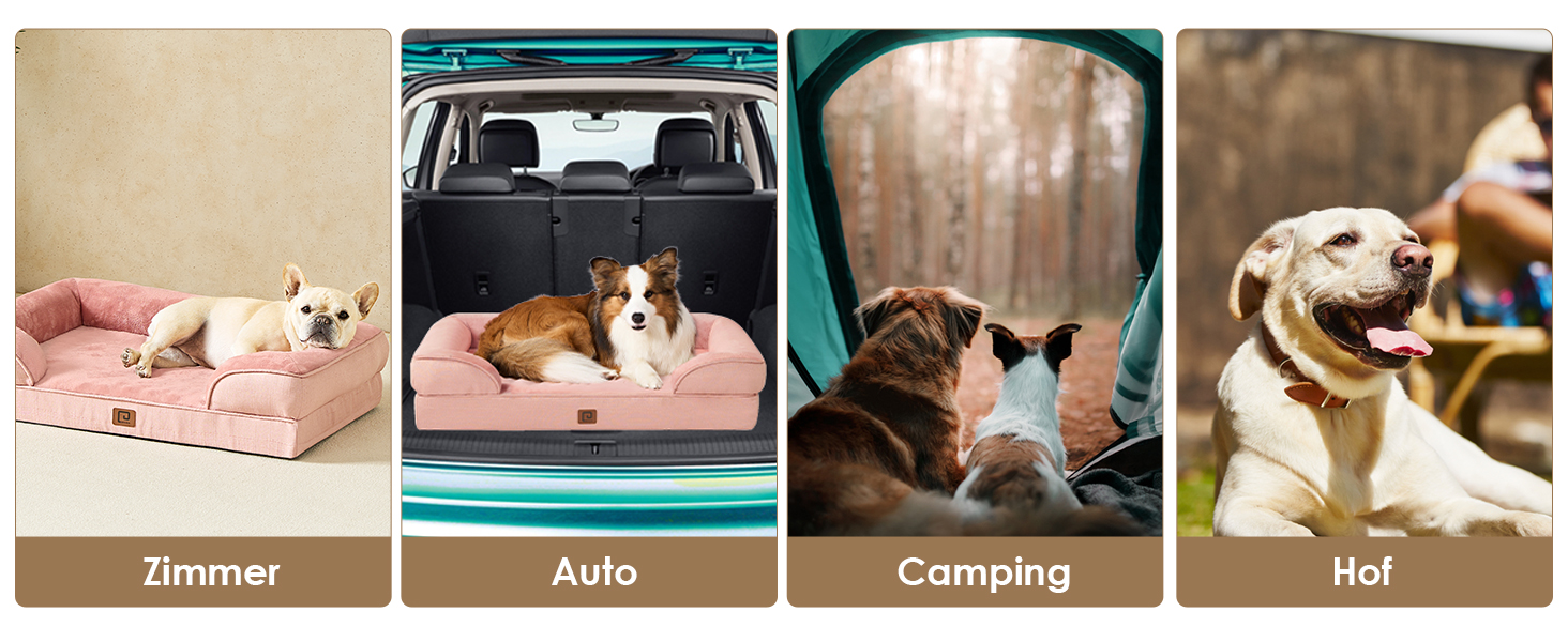 Ортопедичне ліжко для собак EHEYCIGA, великі та середні породи, 91x68 см, з Memory Foam, водонепроникне, з високим бортиком, рожеве (112x81x17.5 см)