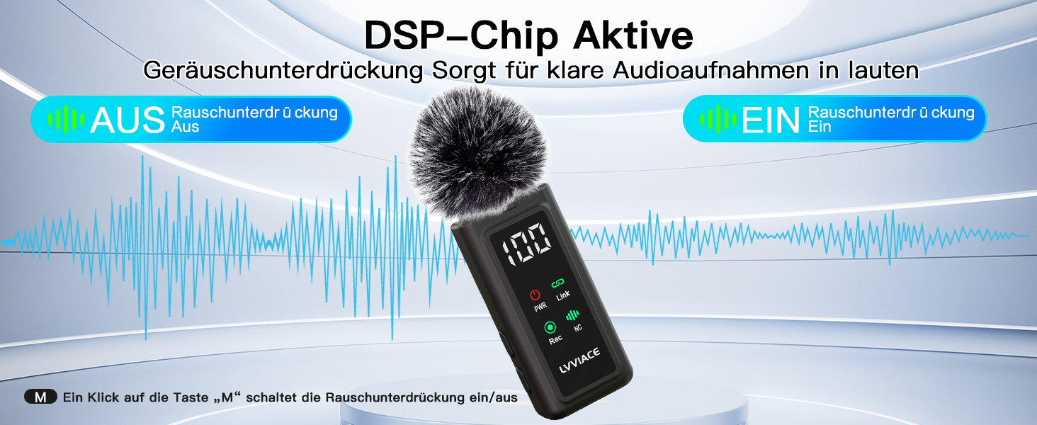 Мікрофон-петличка 3-в-1 для iPhone, Android, камери: бездротовий мікрофон з шумозаглушенням, 45 годин роботи, цифровий дисплей, кейс для зарядки, відеозйомка, стрімінг