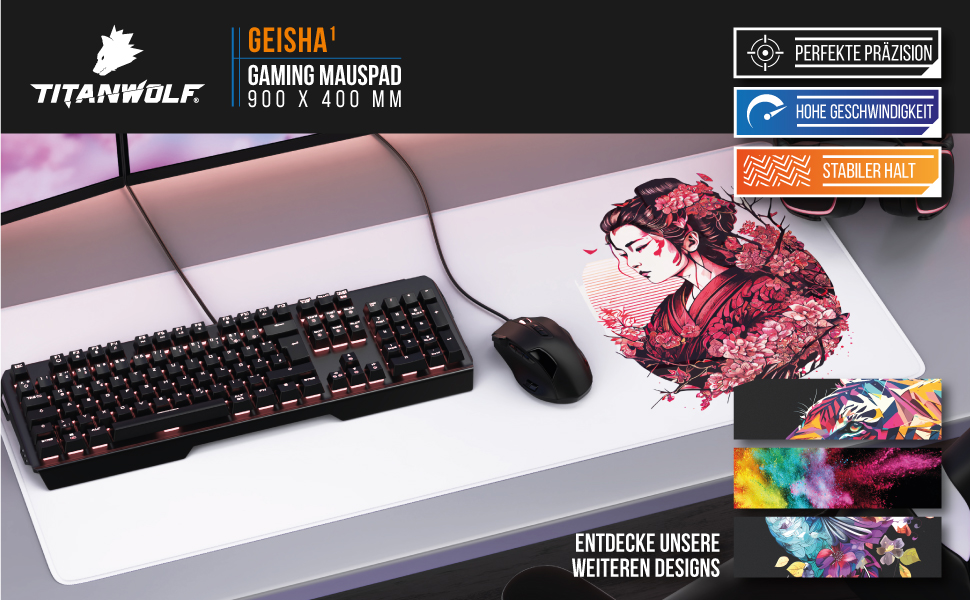 Килимок для миші CSL Titanwolf XXL 900x400mm - великий ігровий килимок для миші з покращеною точністю та швидкістю