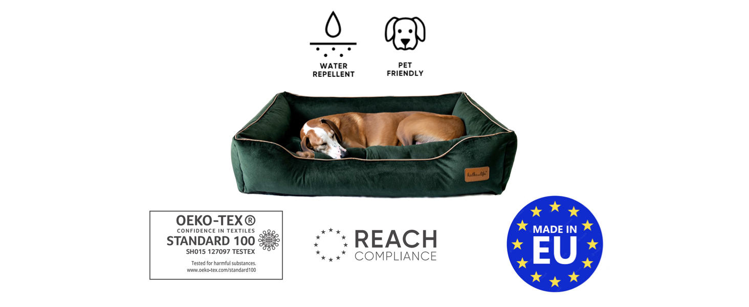 Софа для собак з велюру – знімний та пральний лежак з високими бортиками – для малих та великих собак (M (80x50x18 см), Сірий)