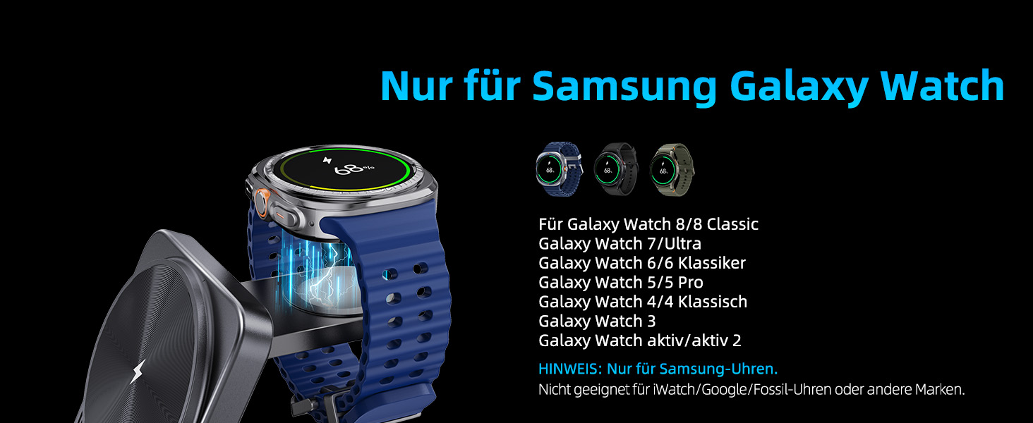 Бездротова зарядка 3-в-1 MagSafe для Samsung Galaxy S25 Ultra та інших моделей, з підтримкою годинників та навушників