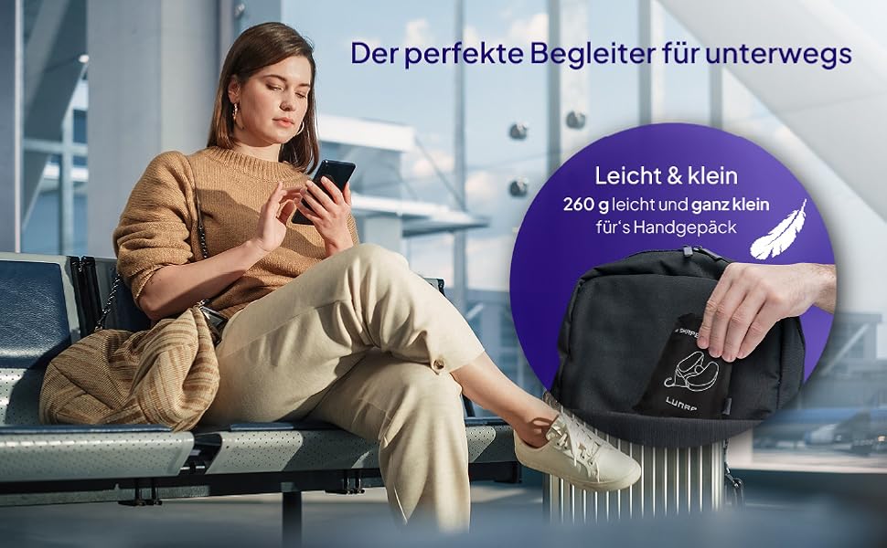 Подушка для шиї Luna Reisekissen: Memory Foam, дихаюча, для подорожей (літак, авто) | Сіра подушка для шиї | Подушка для подорожей | Подушка для шиї для дорослих