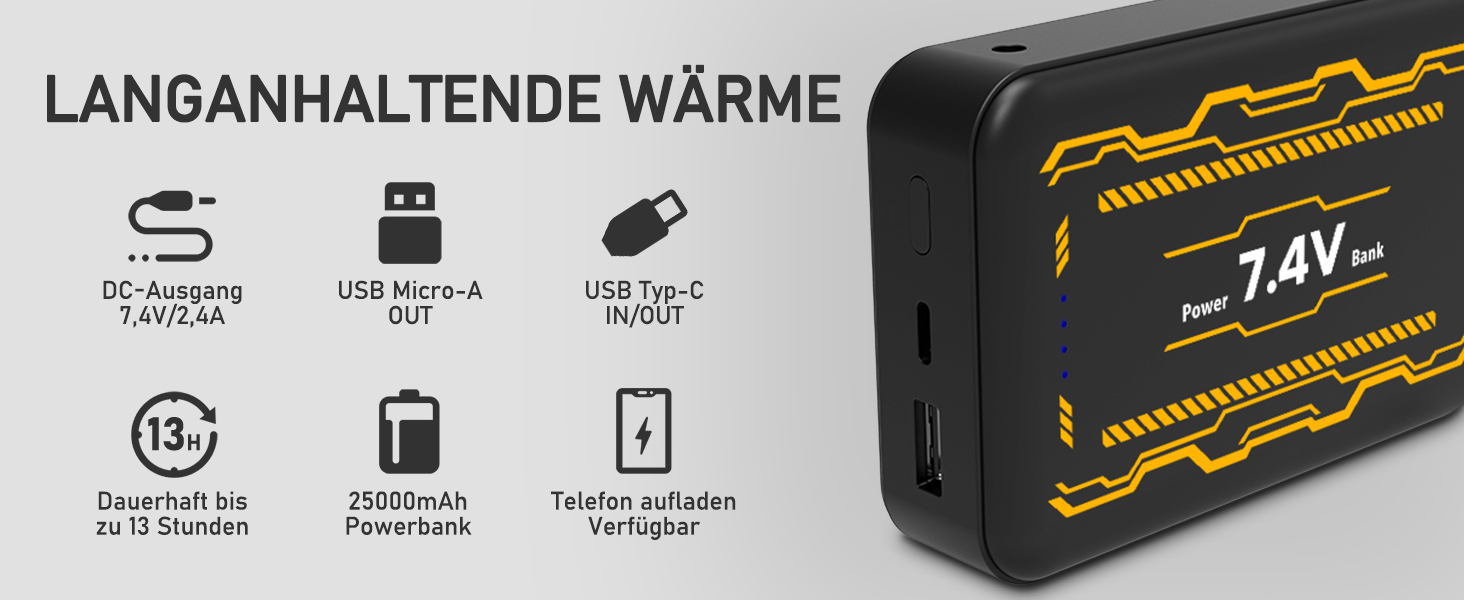 Обогріваючий жилет з підігрівом для жінок та чоловіків, жилетка з акумулятором 7.4V/5.0V, 3 режими температури, 6 зон нагріву, зимовий жилет-куртка, чорний, 25000mAh