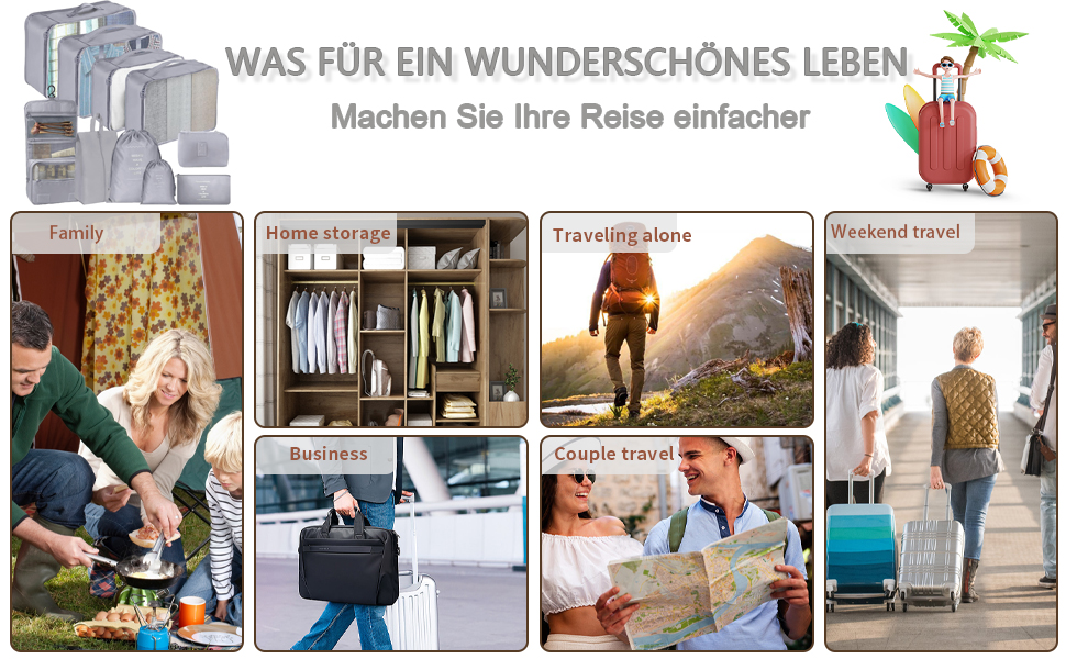 Органайзер для валізи 10 шт. Set, Packing Cubes для одягу, Travel Organizer, Набір для подорожей, Сітка для валізи (Сірий)