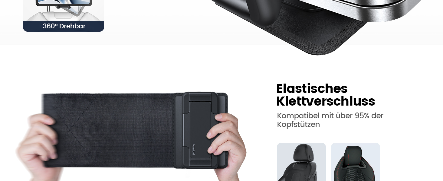 Утримувач для планшету Lamicall у автомобільну підголівник - складний, міцний кріплення для планшету, 360° обертання. Підходить для iPad, Samsung Tab, 6.1-13 дюймів