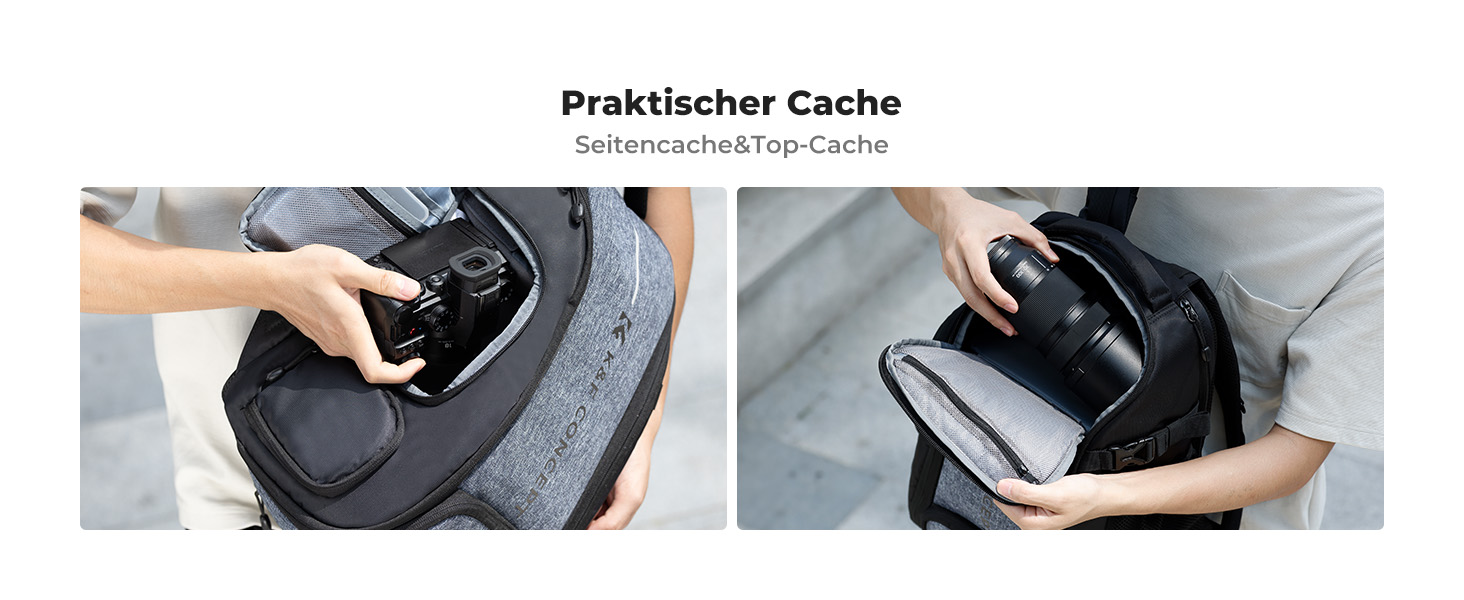 Рюкзак для фотокамери K&F Concept 25L, водонепроникний, з захистом від дощу, для DSLR/SLR, зі штативом, відділення для 16-дюймового ноутбука (сірий)