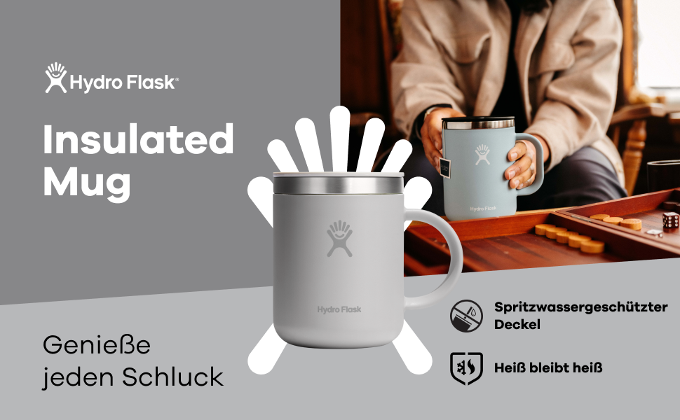 Hydro Flask 12 oz Stainless Steel Vacuum Insulated Coffee Mug with Lid - Travel Coffee Cup - Dishwasher Safe