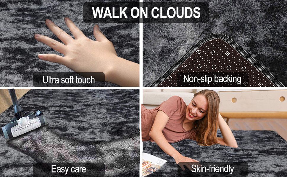 Килим Calore для вітальні, спальні: м'який, шорсткий, сучасний, для дому, 200 x 250 см (сіро-білий)