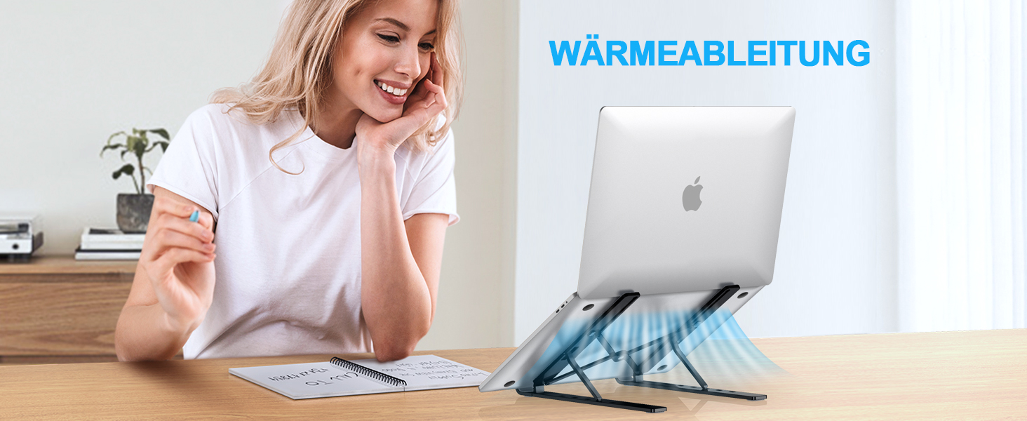 Підставка для ноутбука Babacom, алюмінієва, 5-рівнів, регульована висота, вентильована, сумісна з MacBook Pro Air та іншими ноутбуками 10-15.6” та планшетами (чорна)