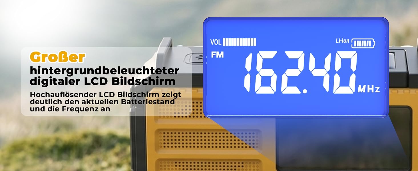 Радіоприймач Esky Kurbelradio з сонячною батареєю, 10000mAh, AM/FM, USB-зарядка, LED-ліхтарик, SOS-сигнал, компас, для кемпінгу та надзвичайних ситуацій, жовтий