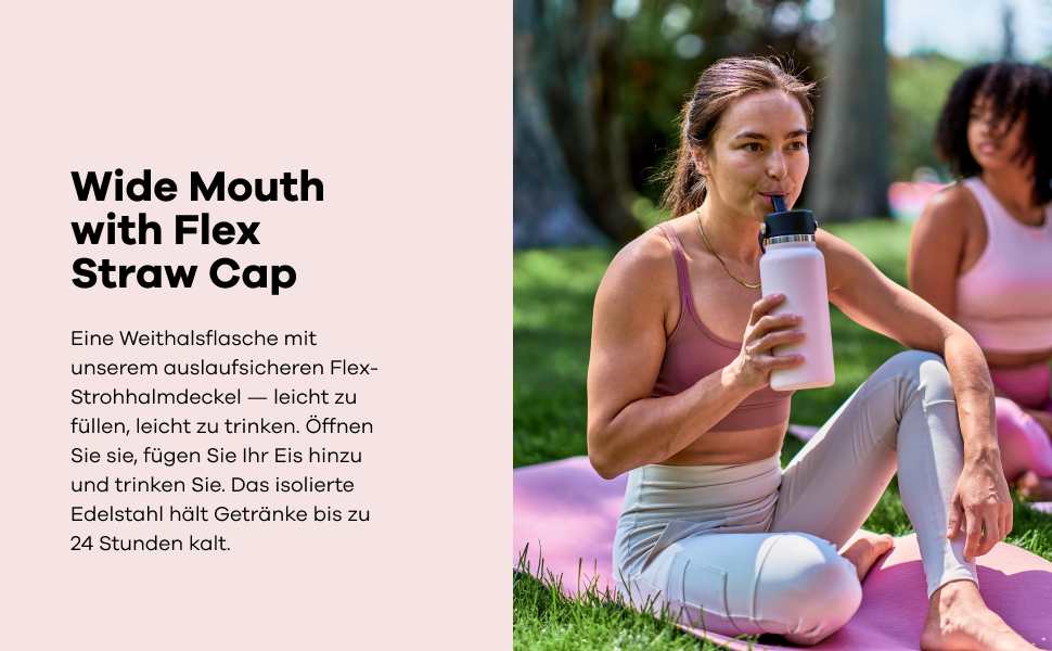Термобутилка Hydro Flask 946 мл з широкою горловиною, вакуумна нержавіюча сталь, трубочка Flex, колір Fossil