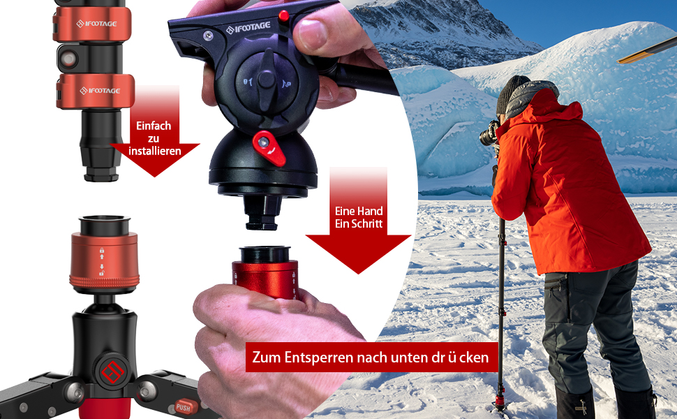 Монопод IFOOTAGE Cobra 3 A180T для камер Sony, Nikon, DSLR, з алюмінію, до 8 кг