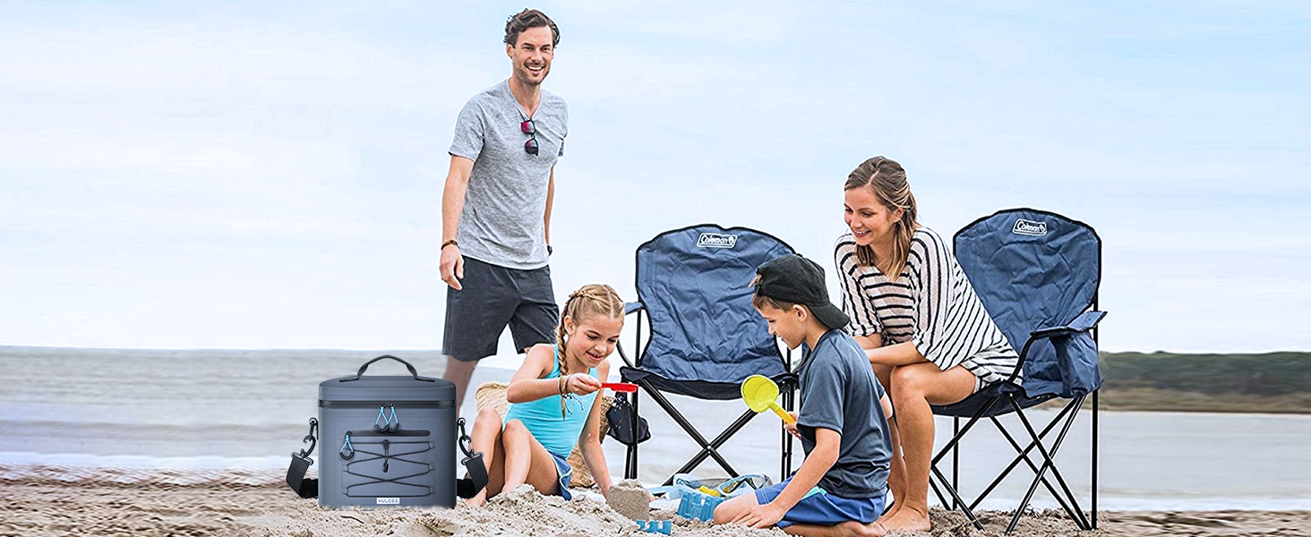 Термосумка-холодильник 15/24L, водовідштовхуюча, для пікніків, пляжу, кемпінгу, офісу, транспортування продуктів, сіра