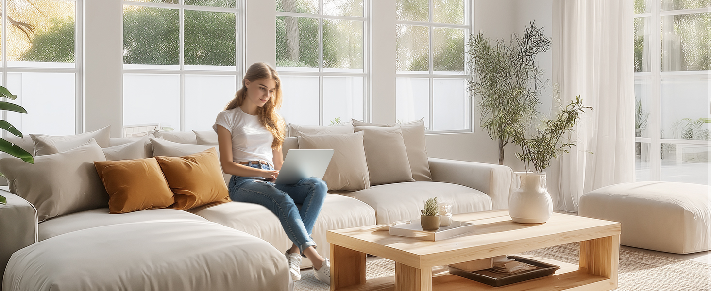 Стеляний вентилятор Ohniyou з підсвіткою та пультом дистанційного керування, 96,5 см (38 дюймів), з керуванням через додаток, тихий, з регулюванням яскравості, для спальні, тераси, внутрішнього та зовнішнього використання (білий, сучасний)