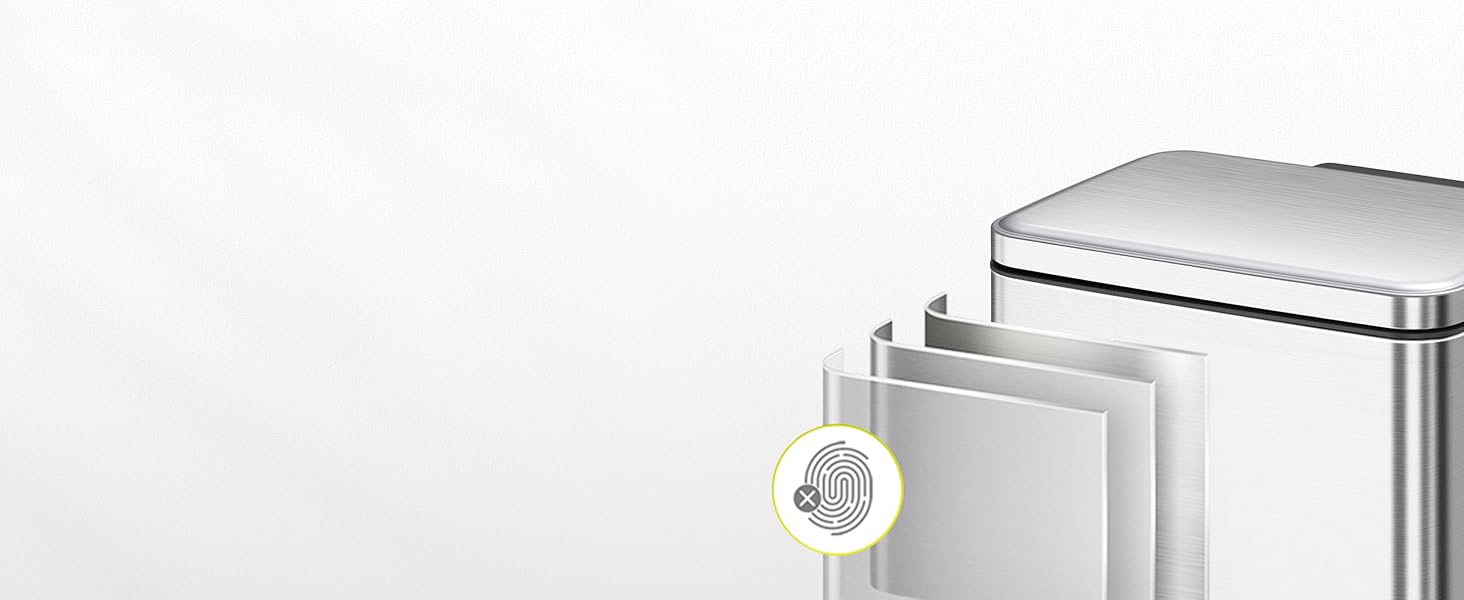 Відро для сміття EKO Madison 30л з м'яким закриттям кришки, нержавіюча сталь, знімний внутрішній відерце, стійке до відбитків пальців, з 20 мішками для сміття 30л