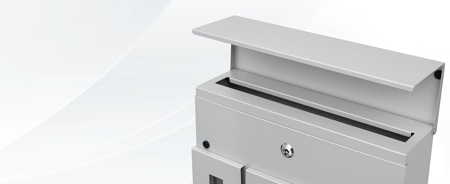 Поштовий ящик WOLTU XXL з відділенням для преси, захистом від реклами, оглядовим вікном, замком (2 ключі), антрацит (сірий) 37x37x10.5 см