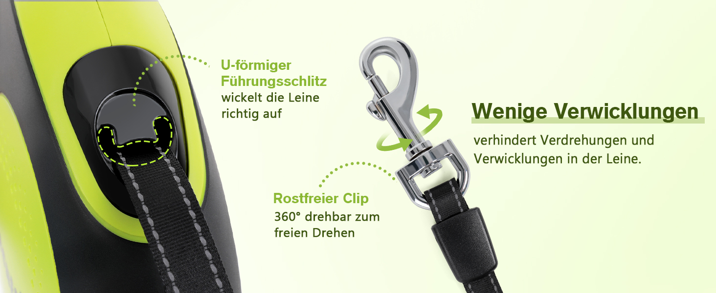 Рулетка для собак Pecute 8м, 50 кг, зелена, антизаплутування, швидке гальмування