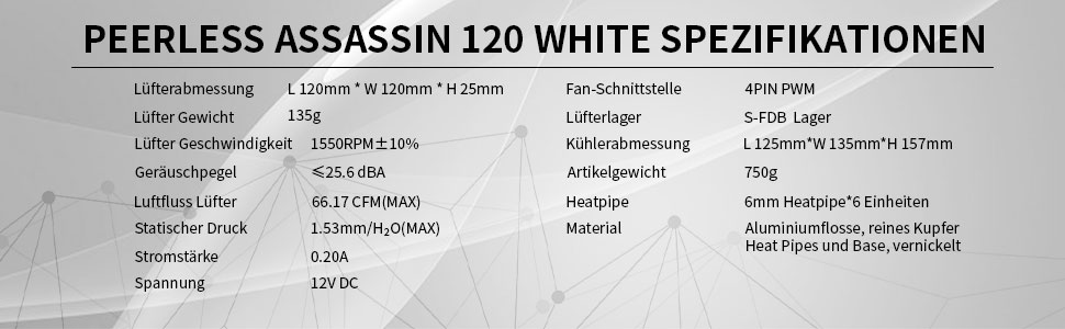 Thermalright Peerless Assassin 120 White ARGB - Кулер для CPU з 6 тепловими трубами та двома вентиляторами 120mm