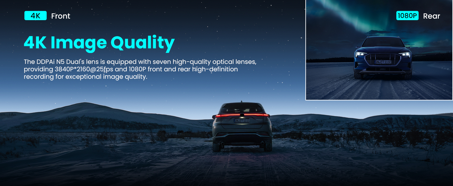Відеореєстратор DDPAI N5 Dual 4K+1080P з двома камерами, GPS, WiFi, 32GB, нічне бачення, паркувальний режим