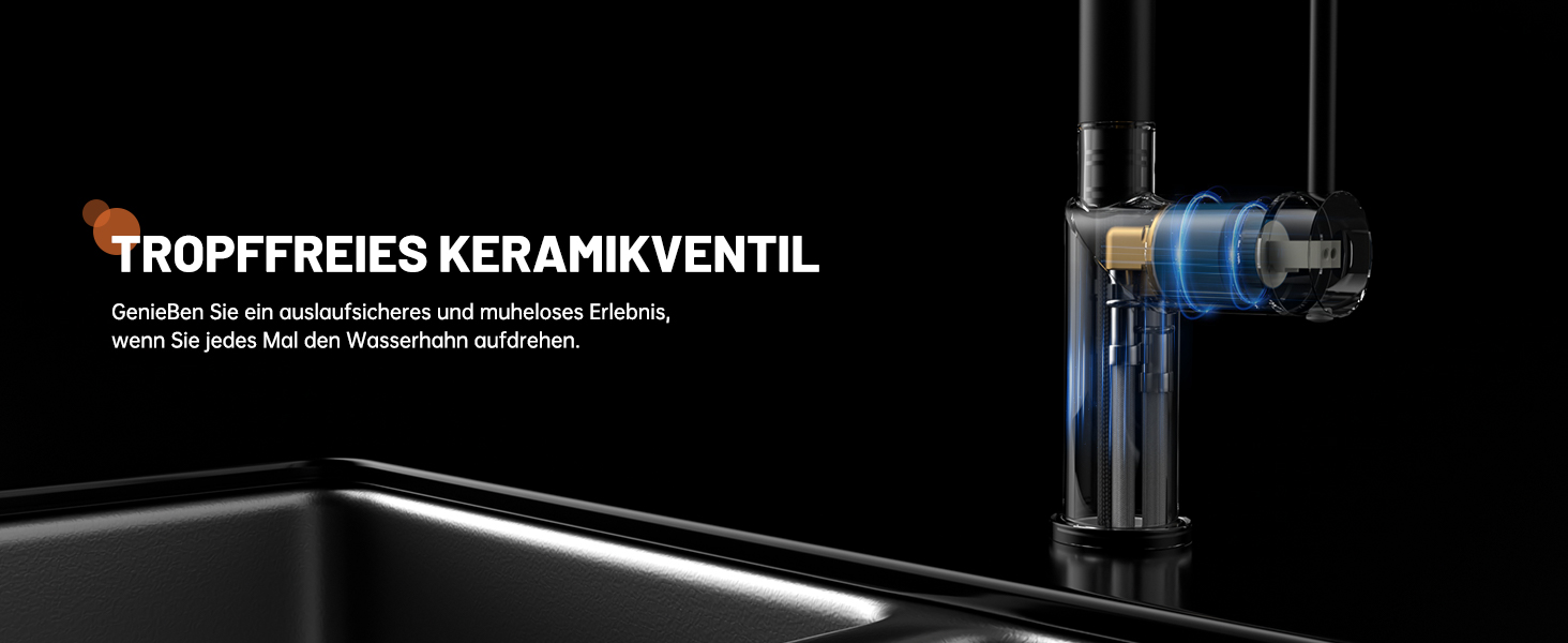 Кухонний змішувач Appaso, висувний, чорний, з 2 режимами струменя, 360° поворот, для кухні | Нержавіюча сталь, матовий чорний