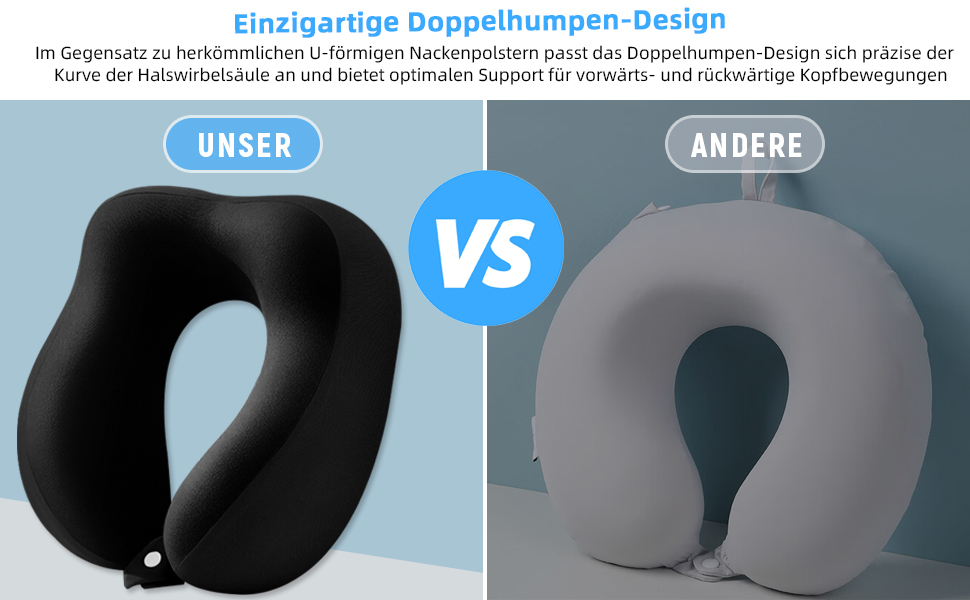 Подушка для шиї у подорожах: Memory Foam, для авто, літака, офісу та дому (чорна)